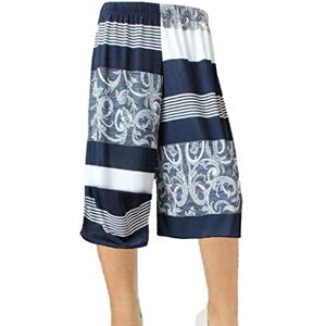 Unique GirlzWalk&#174; Womens Ladies Printed 3/4 Length Short Palazzo Trousers Casual Wide Leg Culottes Pants (Navy Abstract, 16-18)