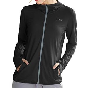 Libin Women's Full Zip UPF 50+ Sun Protection Hoodie Jacket Long Sleeve Sun Shirt Hiking Outdoor Performance with Pockets Black L