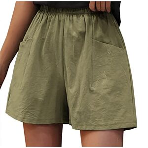 Amhomely Womens Pants Sale Clearance AMhomely Womens Cotton Linen Shorts Summer Shorts for Women UK Elastic Waisted Beach Shorts Tracksuit Bottoms Baggy Basic Shorts Pocket Wide Leg Gym Workout Shorts Running Fitness Shorts Army Green L