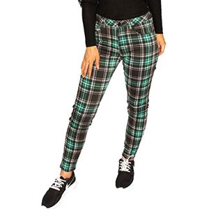 R Display Denim Slim Skinny Stretch Tartan Trousers Check Pants - Green, Black & White (6)