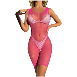 Generic Women's Plain Sexy Fishing Net Hollowed Opening Seductive Pocket Buttocks Sexy Lingerie Costume Sexy (Hot Pink, One Size)