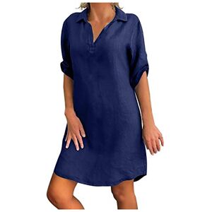 Vbedkdeb Women's Summer Dress Large Sizes, Tunic T-Shirt Dress Women, Casual Airy V-Neck Half Sleeve T-Shirt Dress, Women's Dresses Summer Casual Plain Mini Dress Casual Dress S-5XL, 2-blue, 5XL