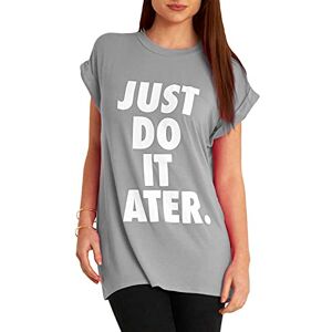 Be Jealous Fashion Star Womens Baggy Loose Turn Up Cap Sleeve SummerCasual Basic T-Shirt Top Slogan Print Grey Plus Size (UK 16/18)