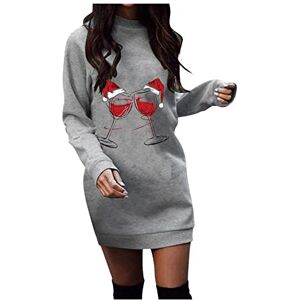 Crewneck T Shirts For Men Heavy Cotton Christmas Jumper Women Sale Promotion Wine Glass Print Jumper Dresses Clearance Round Neck Long Sleeve Pullover Dress Longline Sport Tops Xmas Holiday Slim Fit Dresses Leisure Party Loungewear