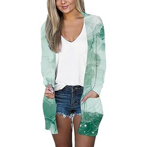 TUDUZ Long Sleeve Cardigan for Women Fall Open Front Cardigan with Pockets Casual Duster Lightweight Knit Cardigan Sweater Junior Cardigan Sweater (5-Mint Green, XL)