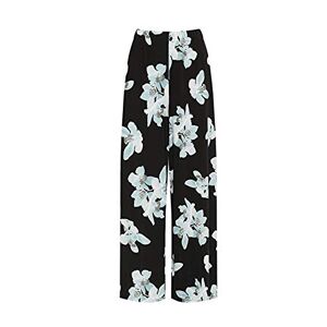 H&f ® H&F Women's Plus Floral Print Palazzo Trousers Lades Flared Wide Leg Pants Stretch 12-26 (Black Mint Lilly, 24-26)