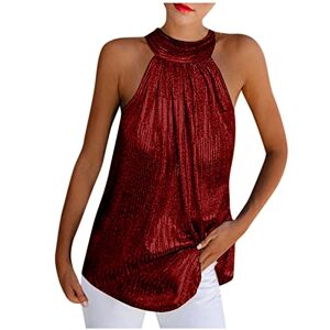 Clearance Sale ! AMhomely Women Casual Tops Shirts Blouse Sale Ladies Tank Halter Neck Tops Summer Loose Tanks Sleeveless Blouses Tops Shirts Basic Shirts Clubwear UK Size 8-20