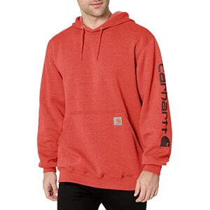 Carhartt Men's Loose Fit Midweight Logo Sleeve Graphic Sweatshirt Hooded Sweatshirt, Currant Heather, M