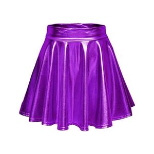 GerRit Skirt Women's Sparkly Short Mini Skirt Low Elastic Waist Suitable Pole Dancing Pleated Skirt-purple-m