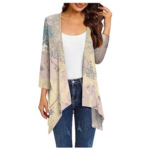 Lace Cardigans for Women UK Women Cardigan Boho Kimono Chiffon Kimono Women's Cardigans Waterfall Cardigan Kimono Cardigan Crochet Cover Ups for Women Sleeveless Tops for Women UK(Beige,L)