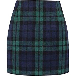 Dbgsdf Women's Plaid Skirt High Waisted Pencil Mini Skirt Fall Winter Bodycon Mini Skirt(B- Green,XXL)