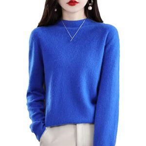WIWIDANG Cashmere Sweaters for Women, 100% Cashmere Long Sleeve Crew Neck Soft Warm Pullover Knit Jumpers (UK, Alpha, L, Regular, Regular, Klein Blue)