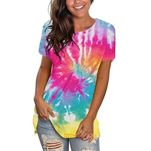 Hzmm Dark Shirt Womens Loose Fit Tshirts Short Sleeve Summer Tops Casual Workout Yoga Tunic Tie Dye T Shirts Tops Lightweight Mock Tee Shirt Hot Pink