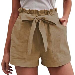 Briskorry Shorts Women's Summer Elastic Sports Shorts Fashion Lightweight Casual Muslin Trousers Short Trousers with Drawstring and Pockets Elastic Band Summer Trousers Beach Shorts Fabric Trousers