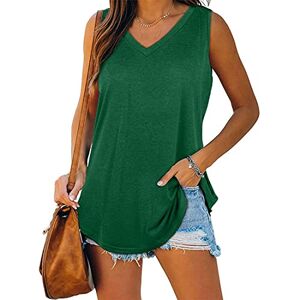 WEAREWE Summer Sleeveless Shirts Womens Tank Tops Cami Vest V Neck Casual Flowy Green M