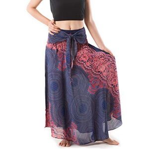 BANJAMATH@ Women's Long Bohemian Style Gypsy Boho Hippie Skirt (XL, Mandala Blue)