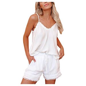 Janly Clearance Sale Blouse for Women , Womens Lace Satin Tank Tops Ladies Sexy Cami Swing Vest Clubwear , Easter St Patrick's Day Deal (White-L)