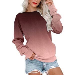 Dantazz Womens Casual Round Neck Sweatshirt Long Sleeve Top Cute Pullover Loose Version Pullover Sweater Womens Cotton Tees (c-H, M)