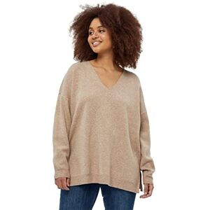 Redefined Fashion Peppercorn Women's Rosalia V-Neck Long Sleeve Knit Pullover Curve Brown UK Autumn Ladies Jumpers Size 16, 0273M Warm Sand Melange, 44