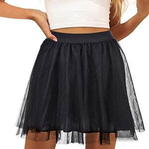 Ladies Summer Basic Skirts Bodycon Skang Boho Skirts for Women UK Women's Gradient Mesh Pleated Short Skirt A Line Skirt Color Block Puff Skirt Showing Slim Detachable Skirt Wedding Dress Sparkly Black