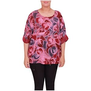 Storm Island Ladies Circle Print Crop top Italian Stylish Women Casual wear Tunic Lagenlook Cotton Shirt Size 10-18 UK Wine