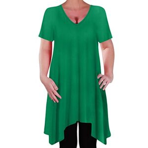 Eyecatch - Olivia Womens Casual V Neck Long Tunic Uneven Hem Plus Size Ladies Flared Top Jade Green Size 22-24