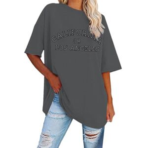 T-Shirt Women's Elegant T-Shirt Casual Fashion Motif Clothing Los Angeles Tops Summer Blouse Tops Women Loose Basic Cotton Tee Shirts Blouses S - XXL, B Grey, S