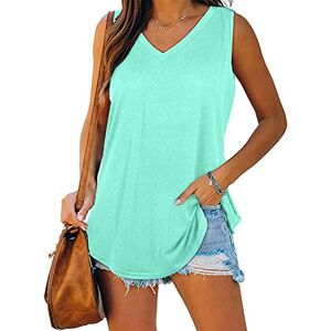 WEAREWE Summer Sleeveless Shirts Womens Tank Tops Cami Vest V Neck Casual Flowy Light Green L