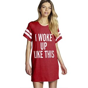 Be Jealous Womens PJ Shirt I Woke Up Like This Baggy Oversized Tunic Night T-Shirt Dress I Woke Up Like This Wine Plus Size (UK 16/18)