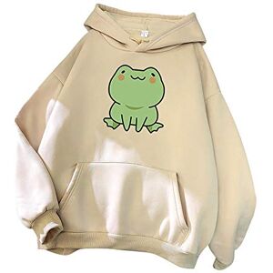 Liebeimmer Women's Cute Frog Hoodie Cottagecore Sweatshirt Shirt Kawaii Clothes Hoodies for Teen Girls Trendy Aesthetic Tops Khaki