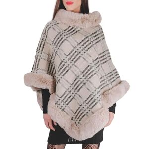 QUEEN HELENA MT02 Women's Winter Warm Soft Fur Poncho Wrap Shawl Fur Elegant, MC22-2 Beige, One size