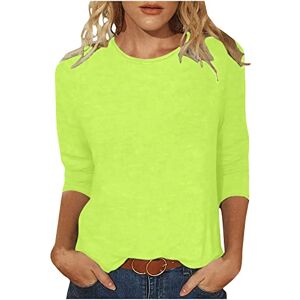 Aegjegvd Premium Brands For Women Tops for Women UK Plus Size Elegant 3/4 Sleeve Round Neck Tops Blouses Lighweight Streetwear Solid Color Loose Fit Comfy T Shirts Ladies Summer Cotton Pullover Blouses Sale Clearance