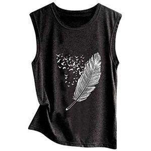 Women Casual Tops For Work Christmas Decorations Mock Neck womens tank top and shorts workout set Womens Round Neck Tank Print Casual And Vest Sleeveless T Shirt 4th of july white tank tops women dressy plus size 4287.1