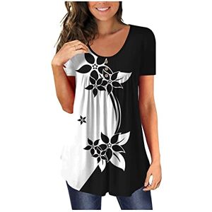 Hmrigbly Women Plus Size Tunic Tops Short Sleeve Button V-Neck Floral Henley Shirts Hide Belly Tunic 2023 Summer T Shirts Cute Floral Flowy Henley Tshirt Casual Dressy Blouses Tees