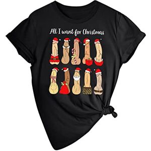 Janly Long Sleeve Thin T Shirt Women Mens Womens Ugly Christmas Shirt Santa Shirt Dirty Christmas Funny Christmas Tee Gift For Christmas Secret Santa Gift Matching Active Top Pack Women (Black, L)