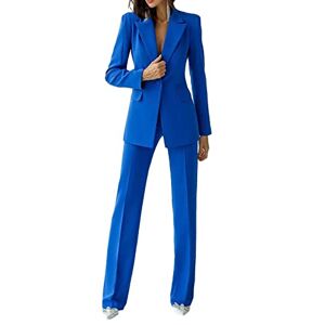 Women Suit 2 Pieces Business Pant Suit Sets Formal Office Lady Outfits Peak Lapel Women's Suiting for Work Professional Royal Blue