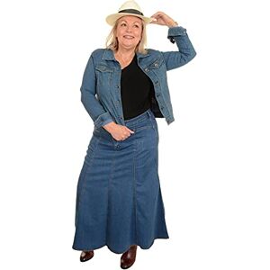 Ice Cool Ladies Plus Size Long Flared Stonewash Stretch Denim Maxi Skirt Sizes 14 to 26 (18 [30″])