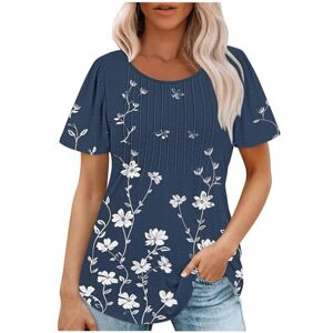 PRiME NSICBMNO Basic Tops Women Casual Tunic Tops Casual Short Sleeve Tops Loose Round Neck Top Personalised T Shirt Dressy Tops Slim Fit Tops Tunic Tops Aesthetic Streetwear Short Sleeve Tops Blue