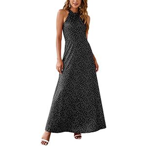 STYLEWORD Women's Floral Print Sleeveless Off Shoulder Elegant Summer Dress Ladies Halter Neck Maxi Long Dress(Floral37,L)