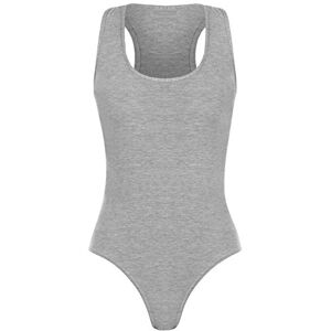 Hamishkane New Ladies Plain Muscle Racer Back Sleeveless Bodysuit Leotard Vest T-Shirt Top Grey