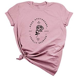 Dresswel Women Rose Apothecary T-Shirt Funny Graqphic Print Tees Shirts Short Sleeve Summer Tops