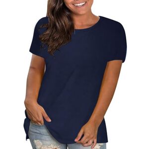 RLEHJN Oversized T Shirts for Women UK Clearance Ladies Blouses Casual Loose Plain T-Shirt Summer Short Sleeve Tops Round Neck Basic Tees Shirts Solid Color Baggy Elegant Tshirt Pullover