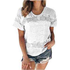 Summer Tops For Women Uk AMhomely Plus Size Tops for Women Short Sleeve Shirts Summer Casual Tees Tops Tie-dye Printed T-Shirt Blouse Crew Neck Casual Tops Summer Basic Tops Loose Fit Casual Oversized T Shirts