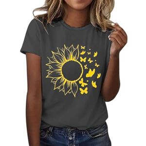 PRiME Angxiwan Womens Summer Tops Women Sunflower Summer T Shirt Plus Size Loose Blouse Tops Girl Short Sleeve Graphic Casual Tees Women's Shirts/Blouses Summer Top for Women UK