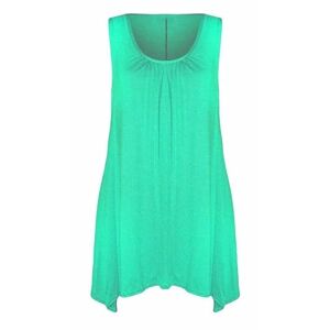 Zarviczonia Women Ladies Hanky Hem Sleeveless Flared Jersey Long Tunic Flared Swing Vest Top Mint