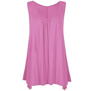 Mustwearit New Womens Ladies Hanky Hem Baggy Summer Casual Long Tunic Vest Top UK Size 8-26 Baby Pink