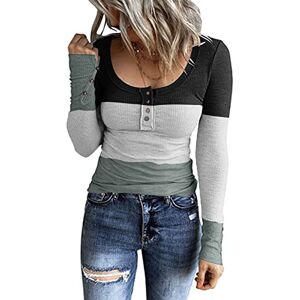 Clearance!Hot Sale!Cheap! Women Long Sleeve Henley T Shirts UK Button Down Slim Fit Casual Tops V-Neck Ribbed Knit Tunic Shirts 2023