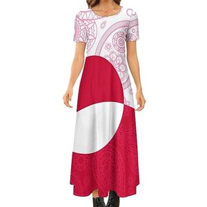 Songting Greenland Paisley Flag(1) Women's Summer Casual Short Sleeve Maxi Dress Crew Neck Printed Long Dresses S
