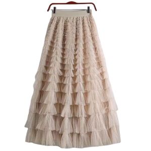 GerRit Skirt Women’s Multilayer Ruffles Tulle Skirt Pleated High Waist Fairy Cake Dress Party Skirt-color 9-m (skirt Length 85cm)
