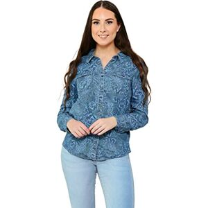 UC Ex High Street Brand Denim Shirt Women, Floral Print Ladies Long Sleeve Summer Shirts Blue